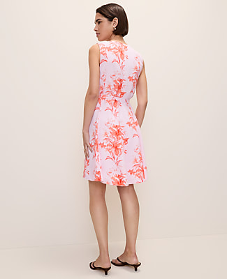 Floral Belted Flare Dress