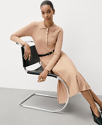 Petite Pleated Polo Midi Dress
