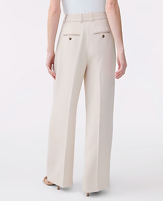 The Petite Pleated Straight Pant in Textured Crepe