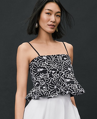Embroidered Peplum Top