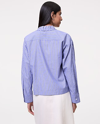 Petite Striped Ruffle Shirt