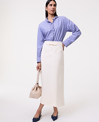 Petite Striped Ruffle Shirt