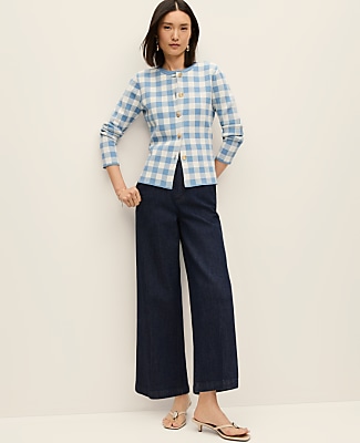 Gingham Jacquard Sweater Jacket
