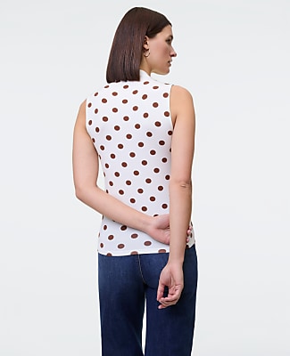 Dotted Sleeveless V-Neck Top