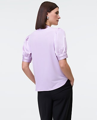 Lace Trim Mixed Media Top