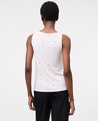 Petite Dotted Mixed Media V-Neck Shell