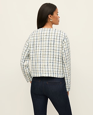 The Petite Crew Neck Jacket in Plaid