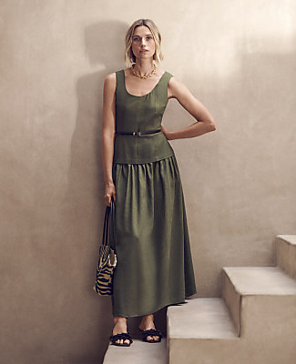 Belted Flare Midi Dress
