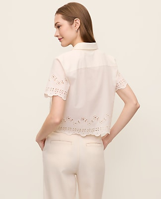 Eyelet Button Down Shirt