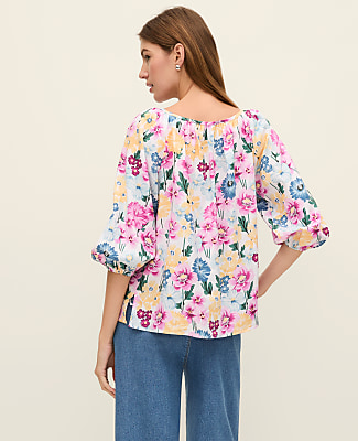 Weekend Floral Linen Blend Blouse