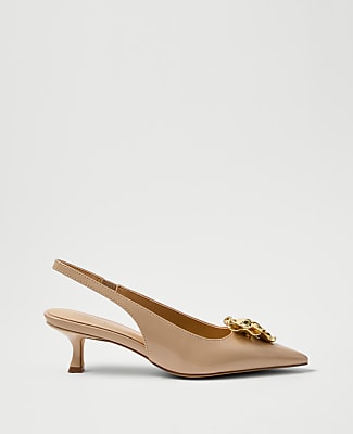 Flower Leather Slingback Pump