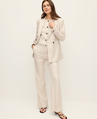 The Petite Crop Crew Neck Vest in Pinstripe