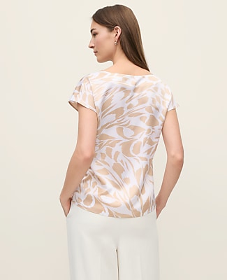 Geo Satin Cowl Neck Top