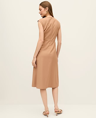The Petite Crew Neck Flare Midi Dress