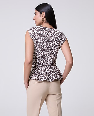 Petite Animal Print Peplum Top
