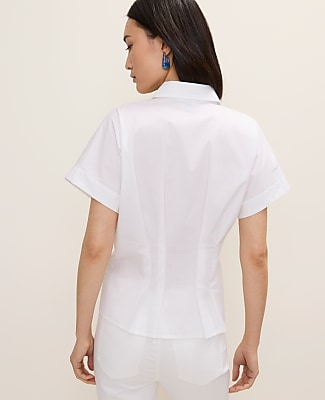 Petite Pleated Collared Blouse
