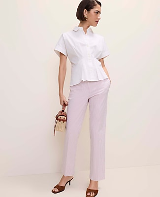 Petite Pleated Collared Blouse