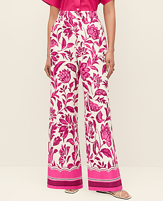 The Floral Easy Fit Wide-Leg Pant in Linen