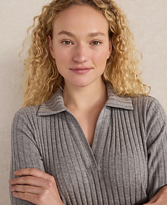 Haven Well Within Wide Rib Knit Johnny Collar Top