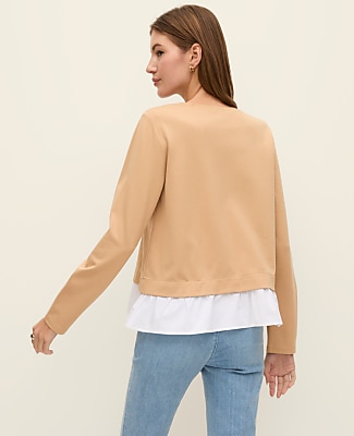 Petite Weekend Ruffle Trim Knit Top