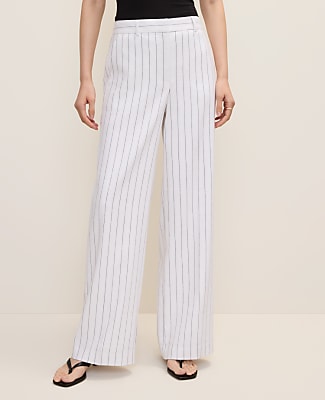 The Petite Pinstripe Wide-Leg Pant in Linen Blend