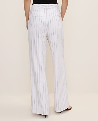 The Petite Pinstripe Wide-Leg Pant in Linen Blend