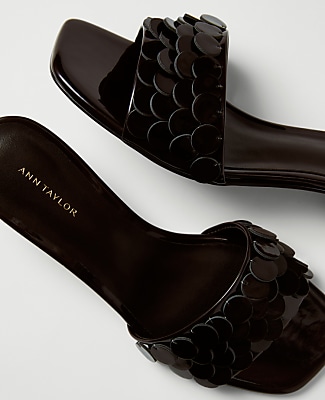 Patent Paillette Kitten Heel Sandal
