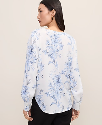 Petite Floral Pleat Front Top