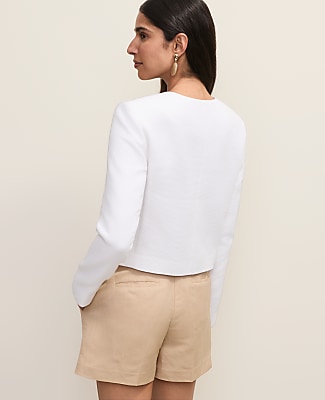 Petite Cropped Crew Neck Jacket
