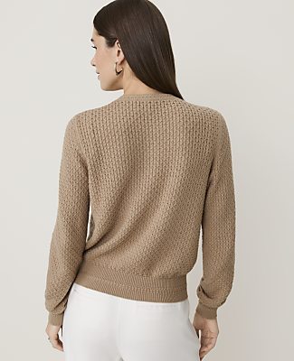 Pointelle Stitch Cardigan - Cashew Crunch