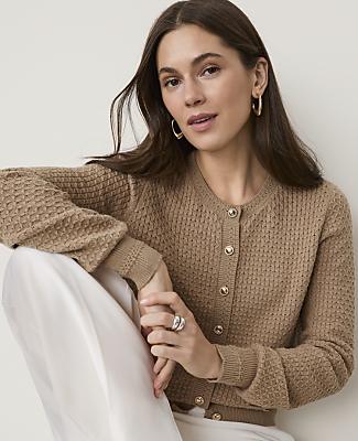 Pointelle Stitch Cardigan - Cashew Crunch