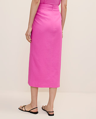 Knotted Pencil Skirt in Linen Blend