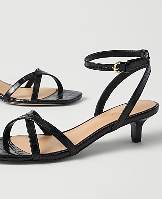 Croco Crossover Heel Sandal