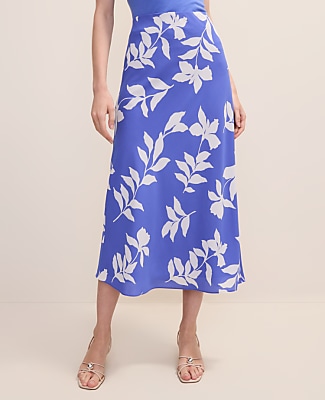 Floral Bias Slip Skirt in Satin