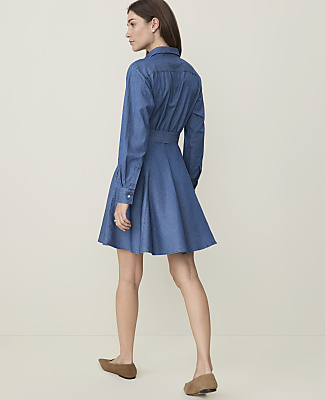 Petite Weekend Belted Shirtdress in Chambray