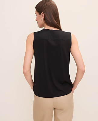Petite Mixed Media Button Down Top