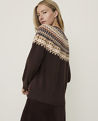 Petite Weekend Fair Isle Henley Sweater