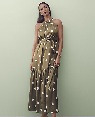 Petite Polka Dot Tiered Maxi Dress