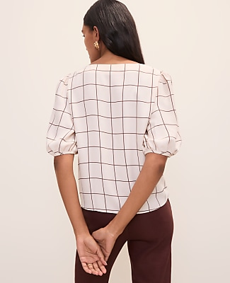 Petite Windowpane Boatneck Popover