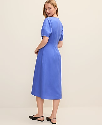 Petite Crew Neck Flare Midi Dress