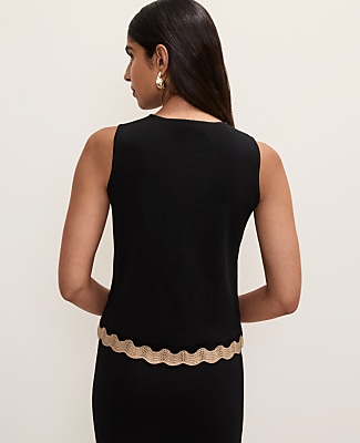 Petite Metallic Trim Sweater Shell
