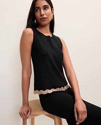 Petite Metallic Trim Sweater Shell