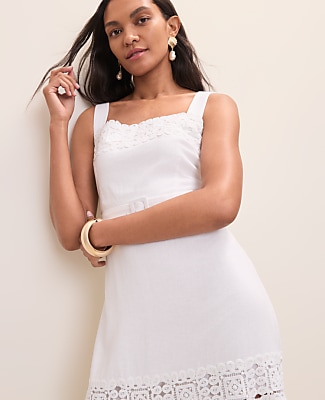 Petite Tiered Midi Dress in Linen Blend