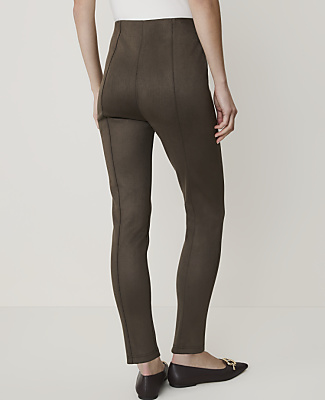 Petite Seamed Side Zip Legging in Faux Suede