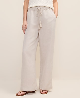 Petite Weekend Easy Fit Wide-Leg Pant in Linen Blend