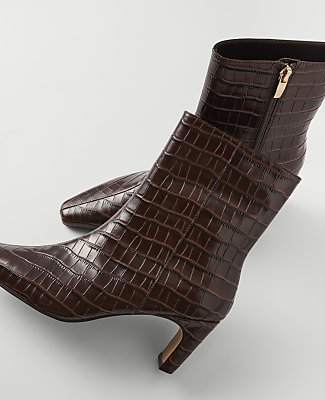 Croco Skinny Heel Bootie