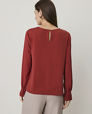 Mixed Media Pleat Cuff Top