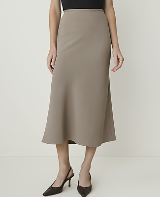 Ann Taylor Flare Maxi Skirt Textured Crepe Pebble Path Women's
