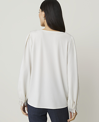 Lace Trim Mixed Media Top