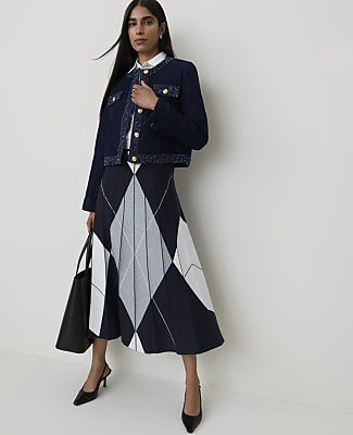 Petite Bouclé Trimmed Denim Jacket